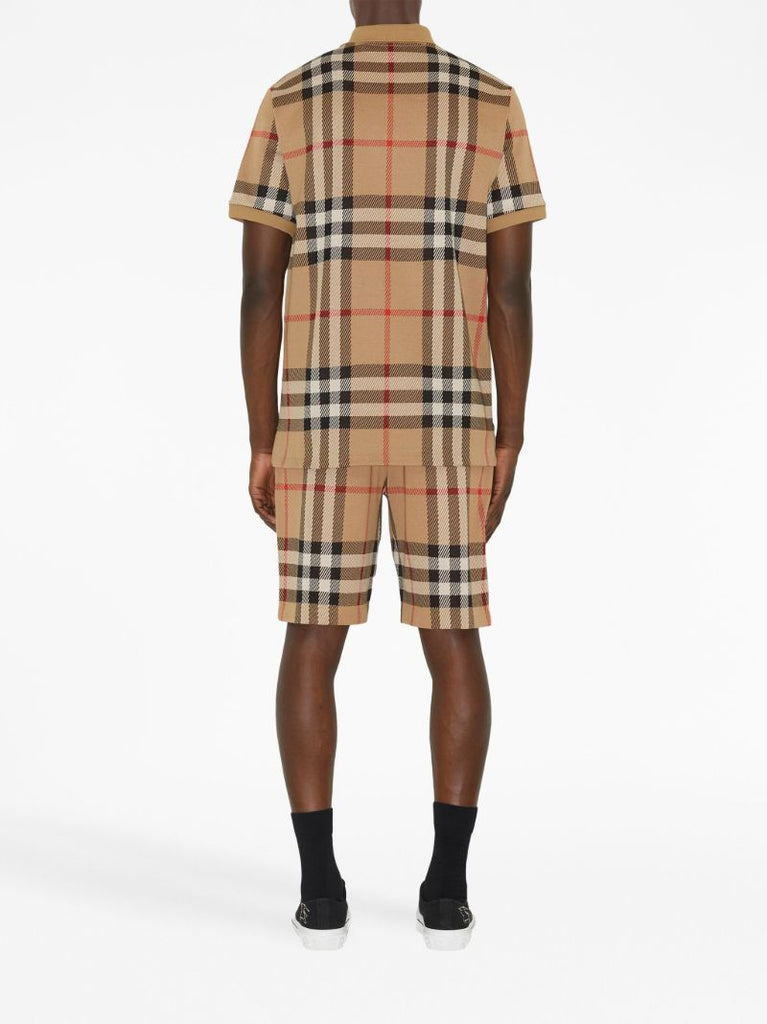 Beige Vintage Check Cotton Polo Shirt