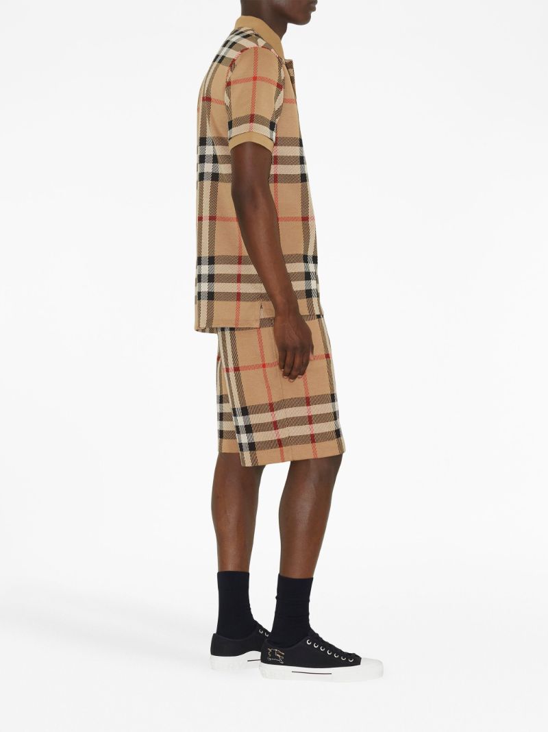 Beige Vintage Check Cotton Polo Shirt