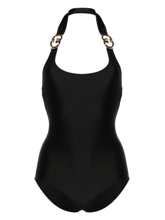 Black Interlocking G Halterneck Swimsuit