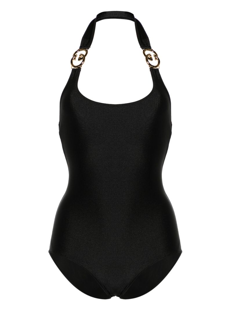 Black Interlocking G Halterneck Swimsuit