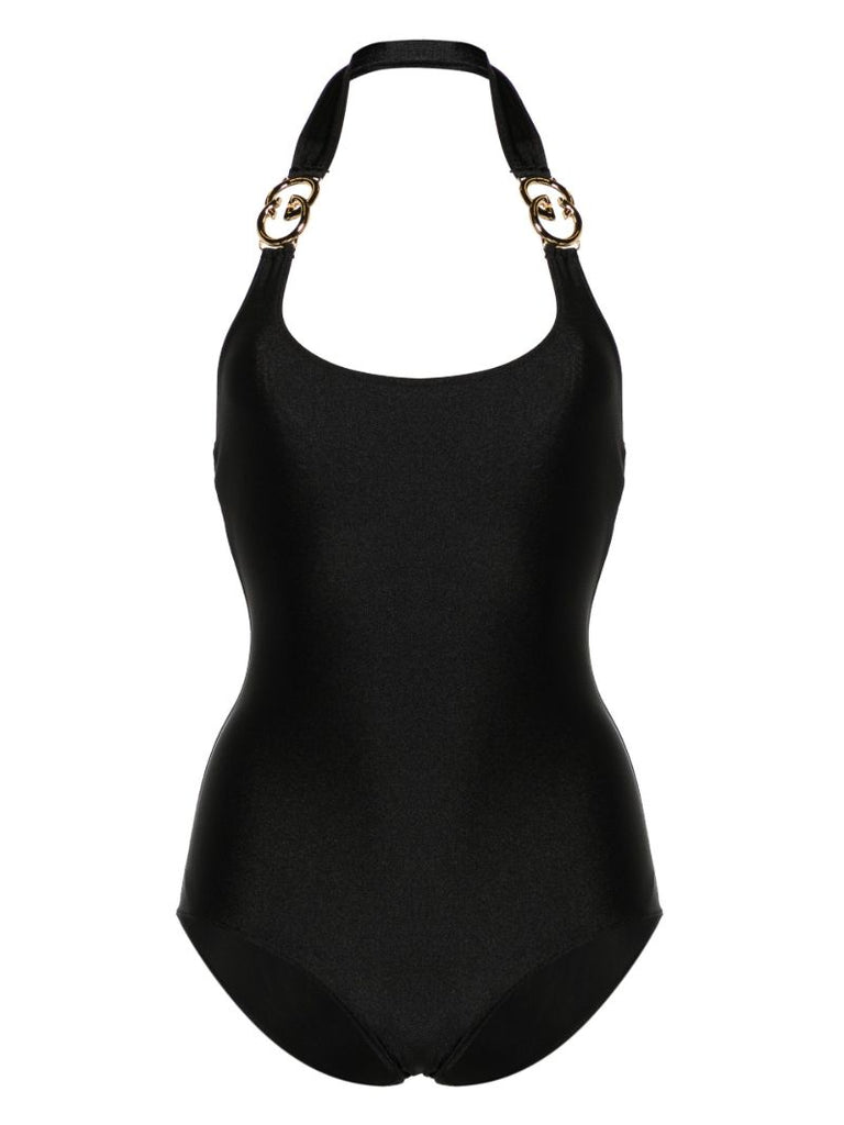 Black Interlocking G Halterneck Swimsuit