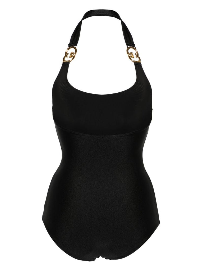 Black Interlocking G Halterneck Swimsuit