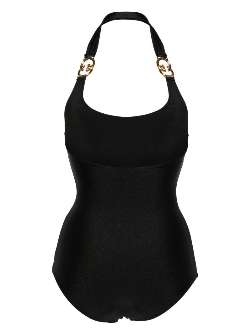 Black Interlocking G Halterneck Swimsuit
