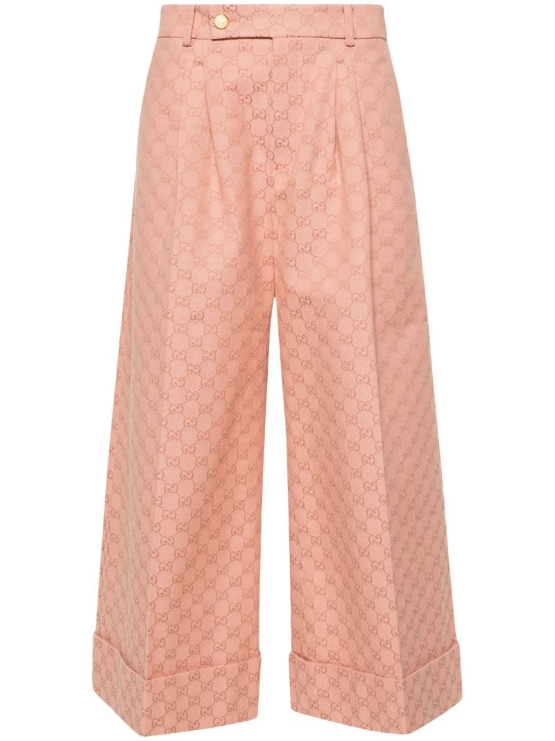 Pink Gg Cotton Canvas Trousers