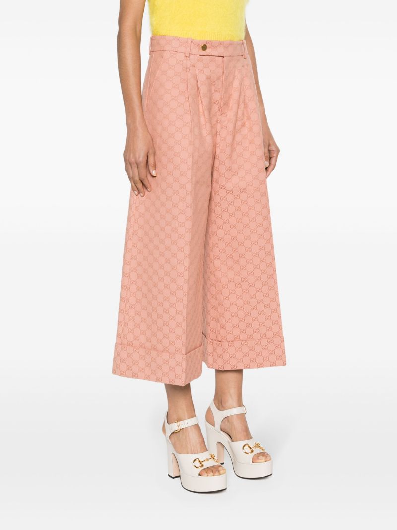 Pink Gg Cotton Canvas Trousers