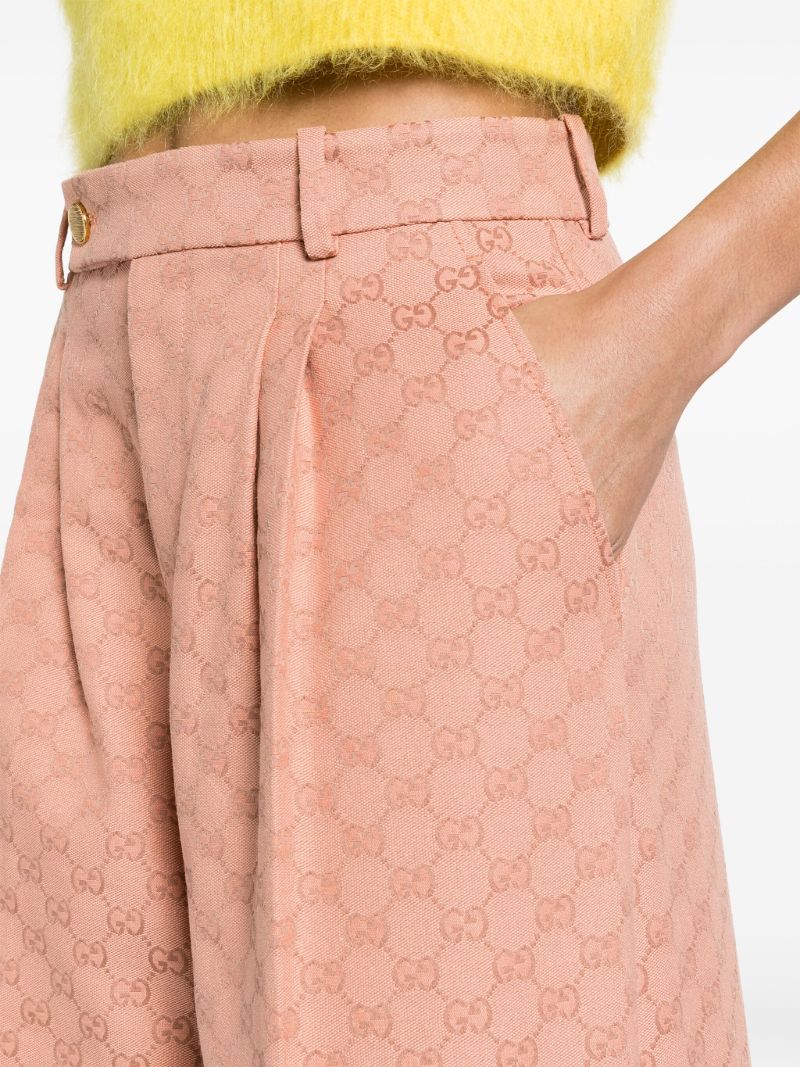 Pink Gg Cotton Canvas Trousers