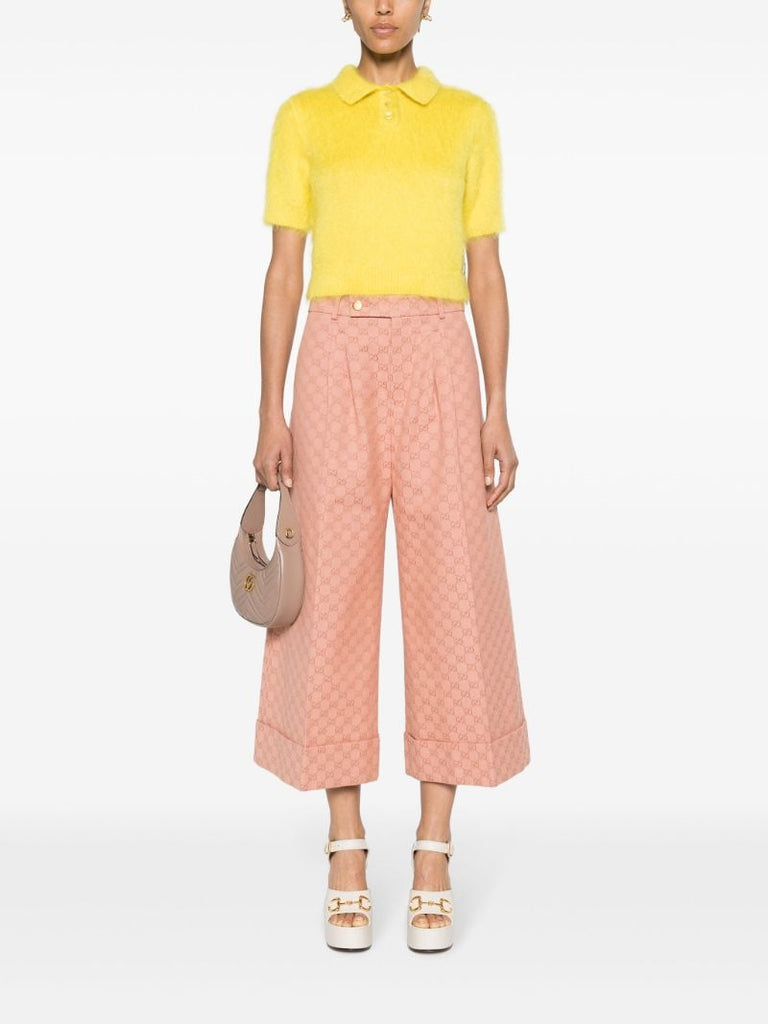 Pink Gg Cotton Canvas Trousers