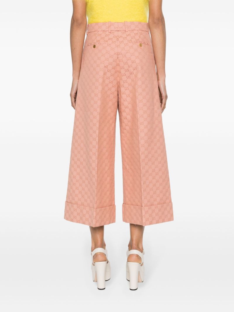 Pink Gg Cotton Canvas Trousers