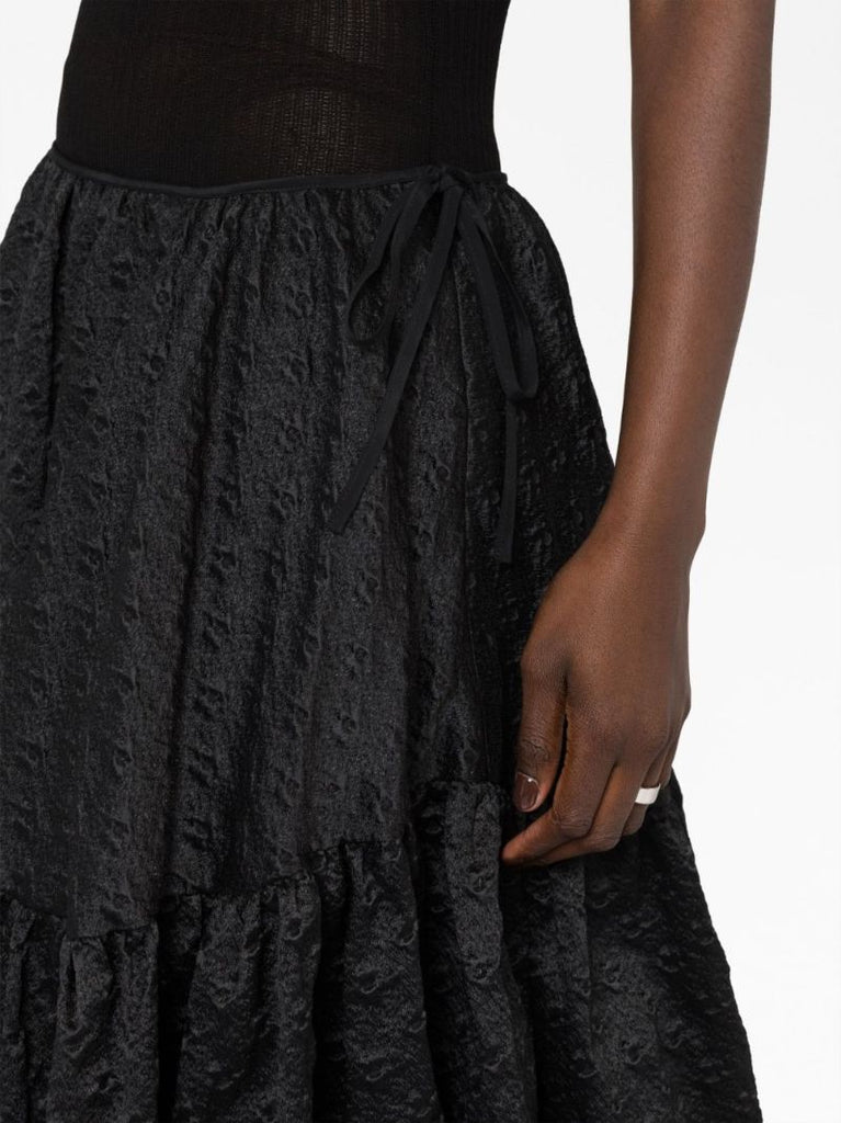 Black Sarina Tiered Full Skirt