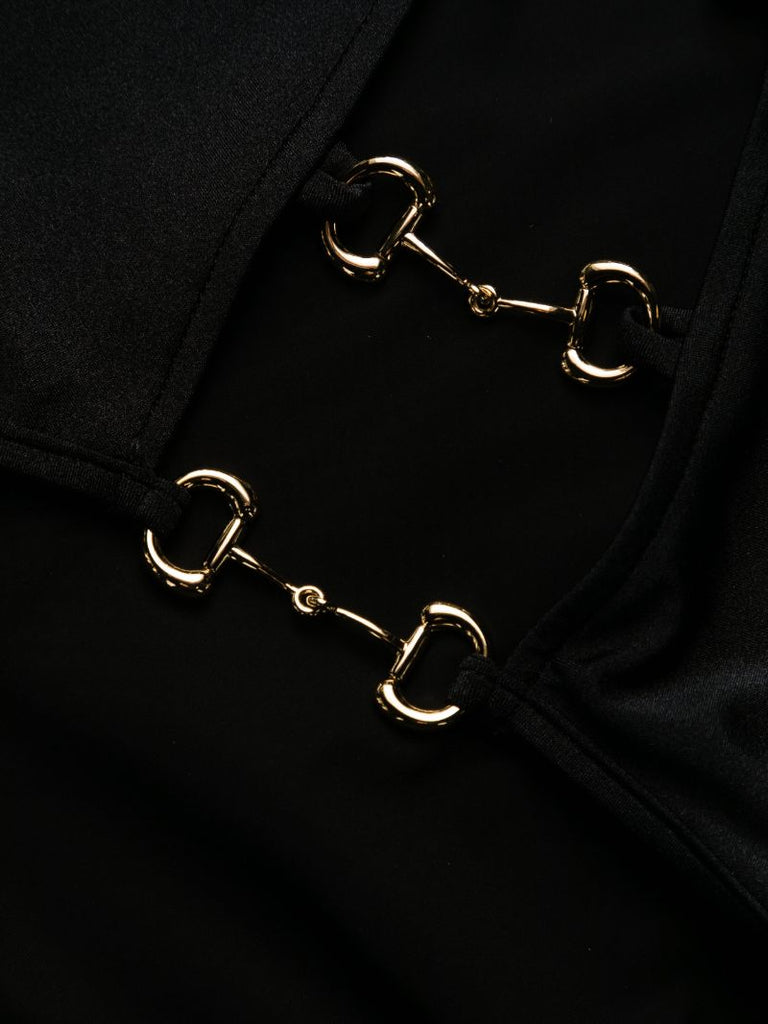 Black Horsebit-detailed Swimsuit