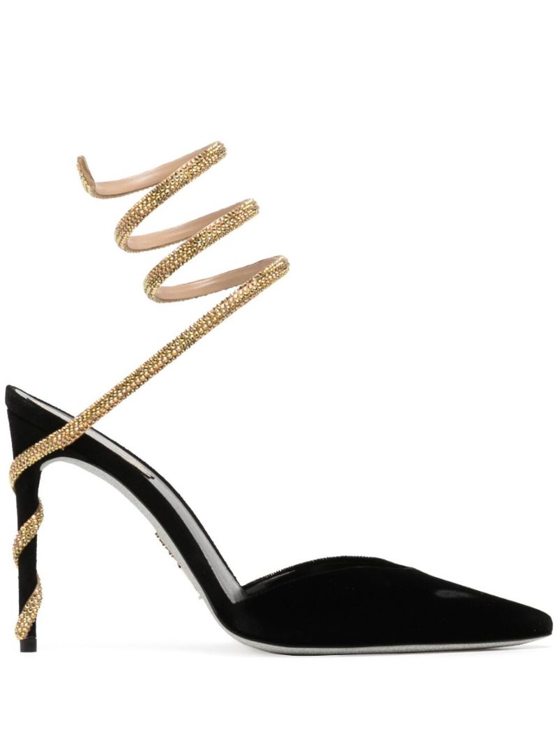 Black 100 Crystal-embellished Suede Pumps