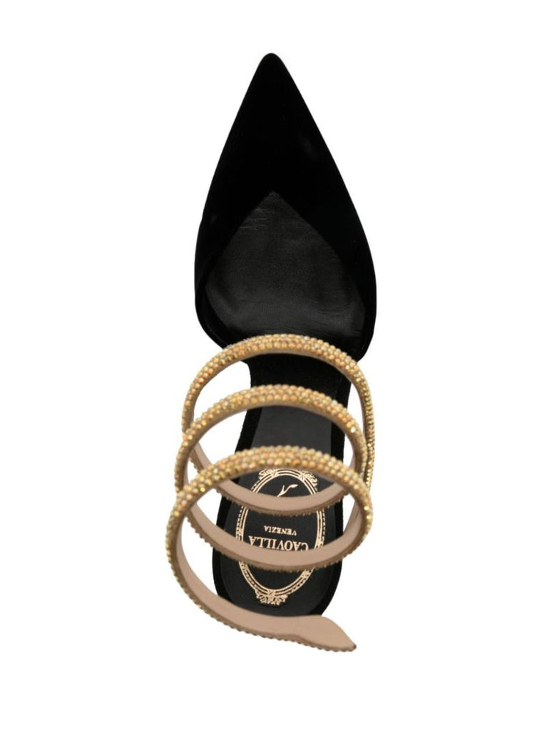 Black 100 Crystal-embellished Suede Pumps
