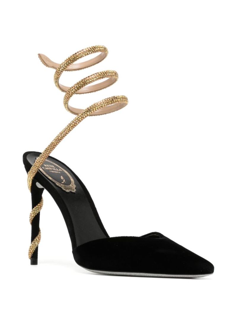 Black 100 Crystal-embellished Suede Pumps