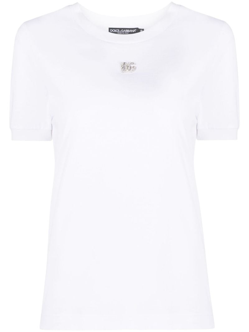 White Crystal-embellished Cotton T-shirt