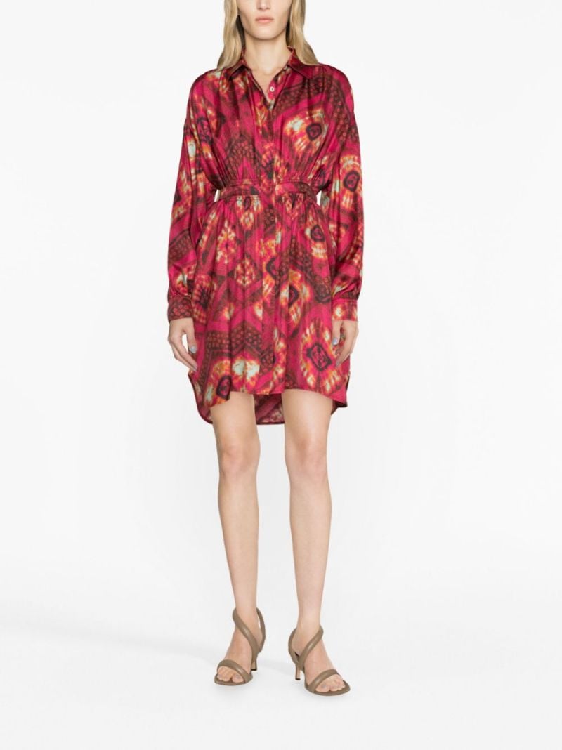 Red Jude Printed Silk Shirt Dress