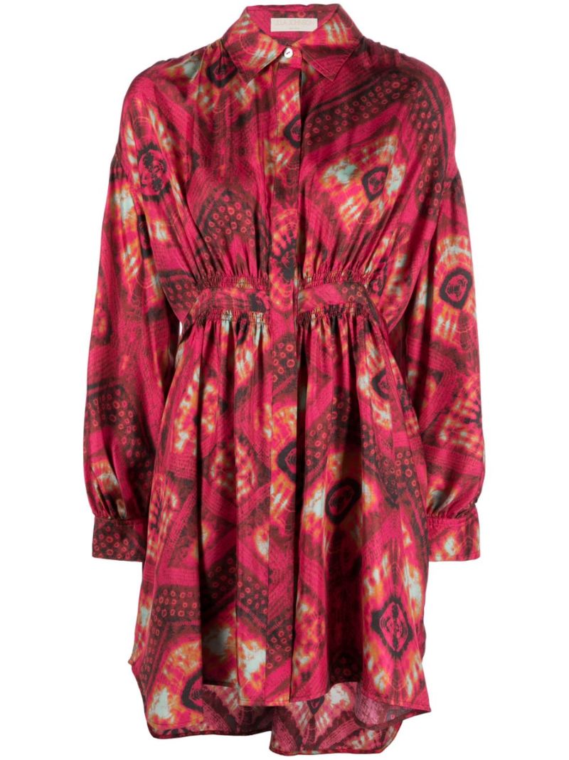 Red Jude Printed Silk Shirt Dress