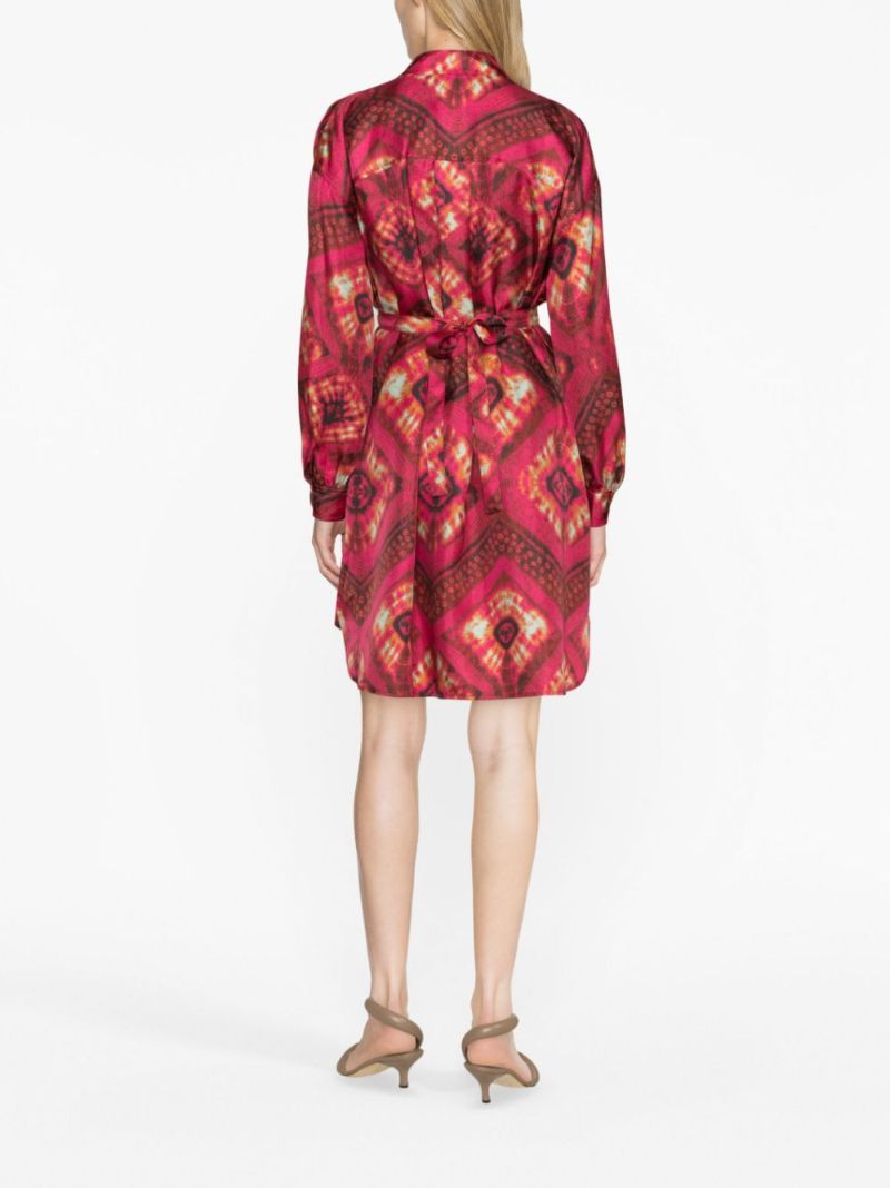 Red Jude Printed Silk Shirt Dress