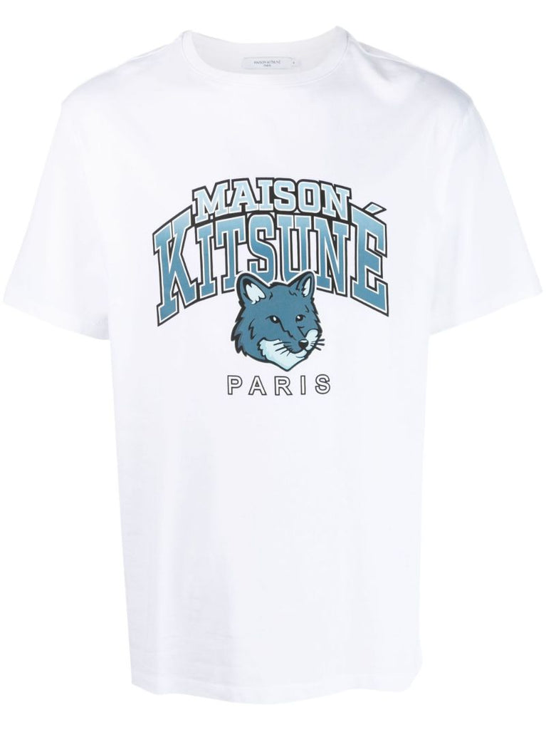 White Logo Print Cotton T-shirt