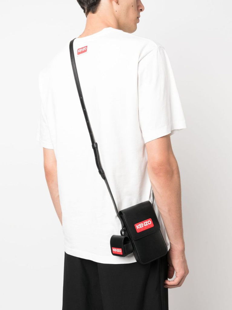 Black Logo Patch Messenger Bag