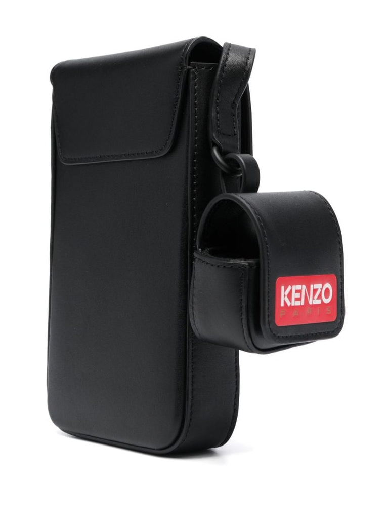 Black Logo Patch Messenger Bag