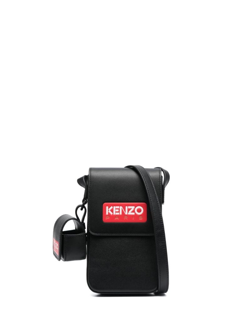 Black Logo Patch Messenger Bag