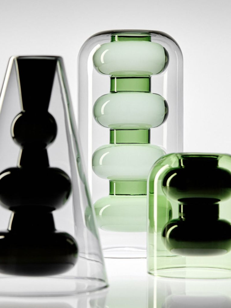 Green Bump Tall Glass Vase