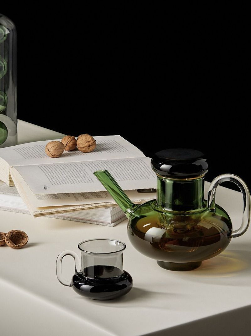 Green Bump Glass Tea Pot