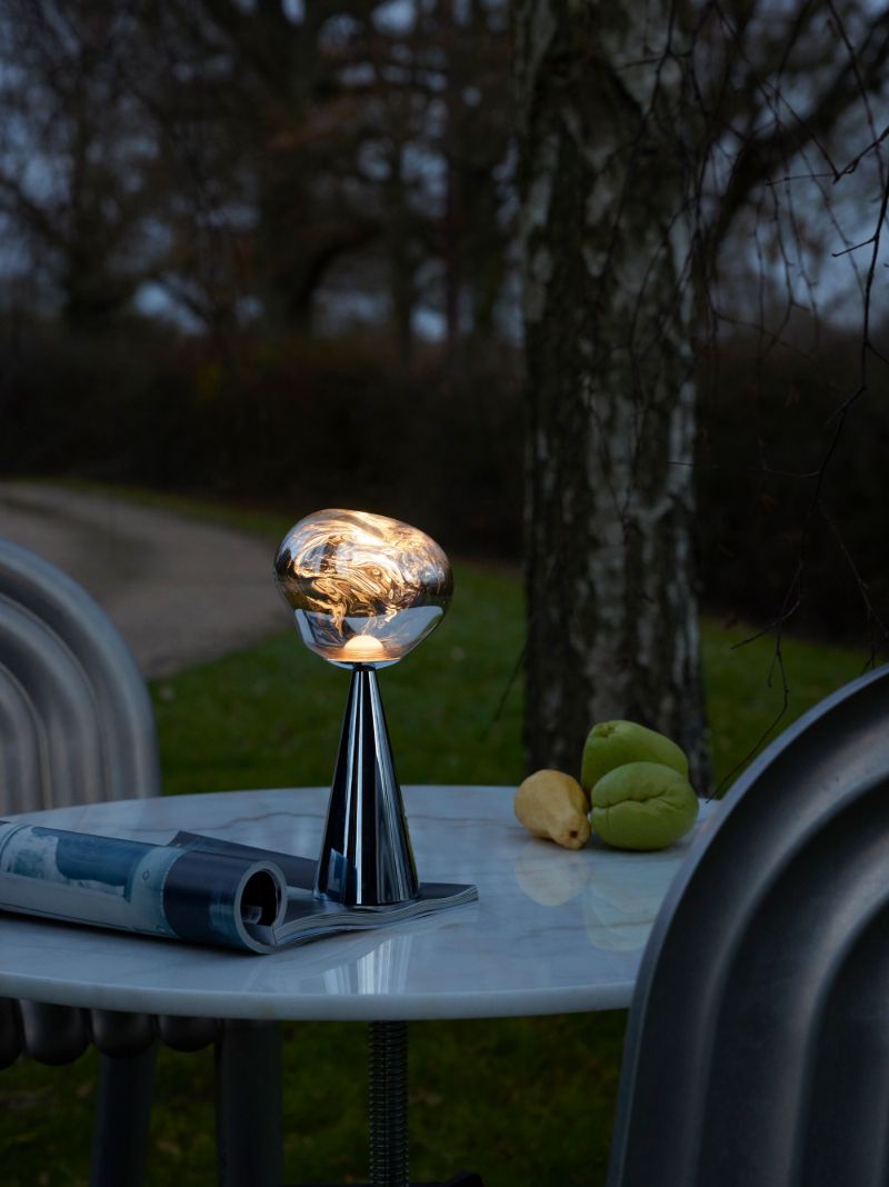Silver-tone Melt Portable Led Lamp