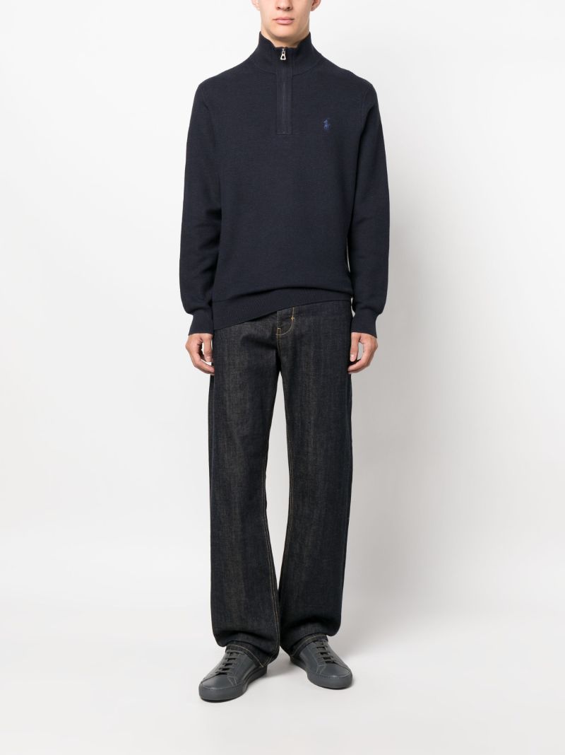 Blue Polo Pony Quarter Zip Sweatshirt
