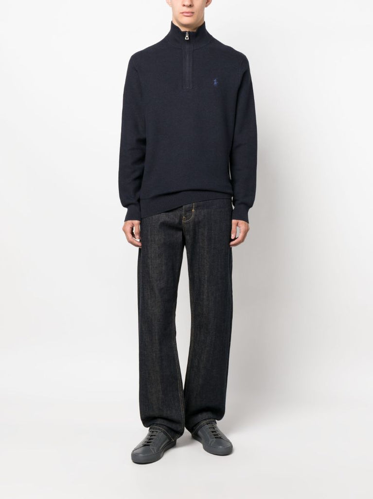 Blue Polo Pony Quarter Zip Sweatshirt