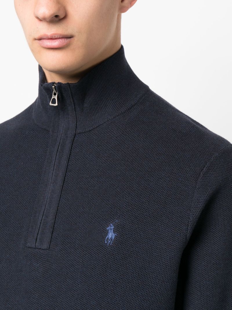 Blue Polo Pony Quarter Zip Sweatshirt