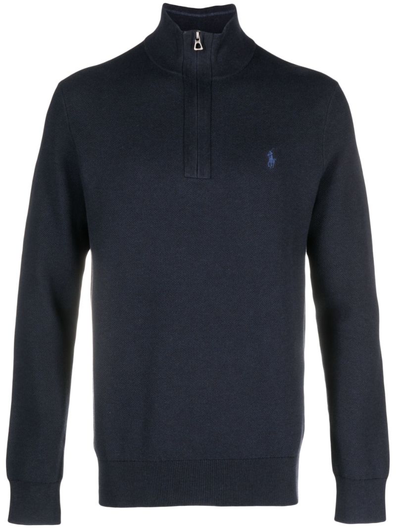 Blue Polo Pony Quarter Zip Sweatshirt