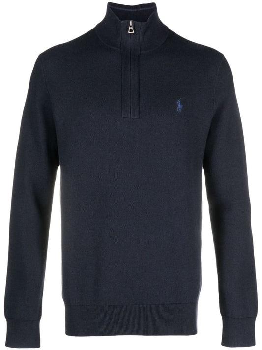 Blue Polo Pony Quarter Zip Sweatshirt