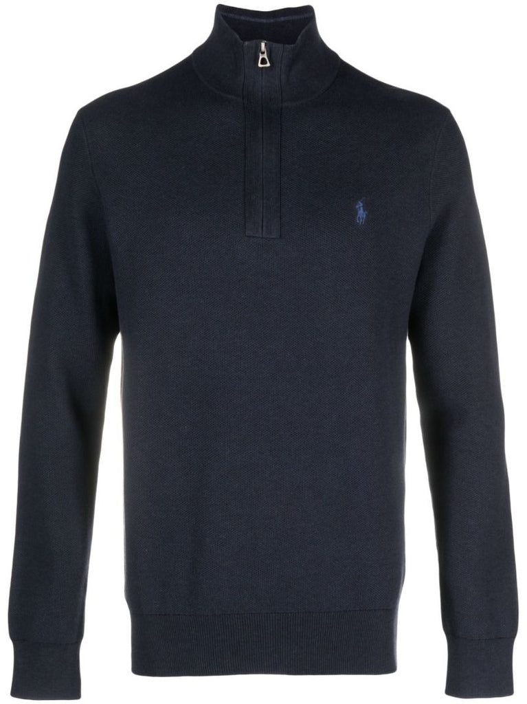 Blue Polo Pony Quarter Zip Sweatshirt
