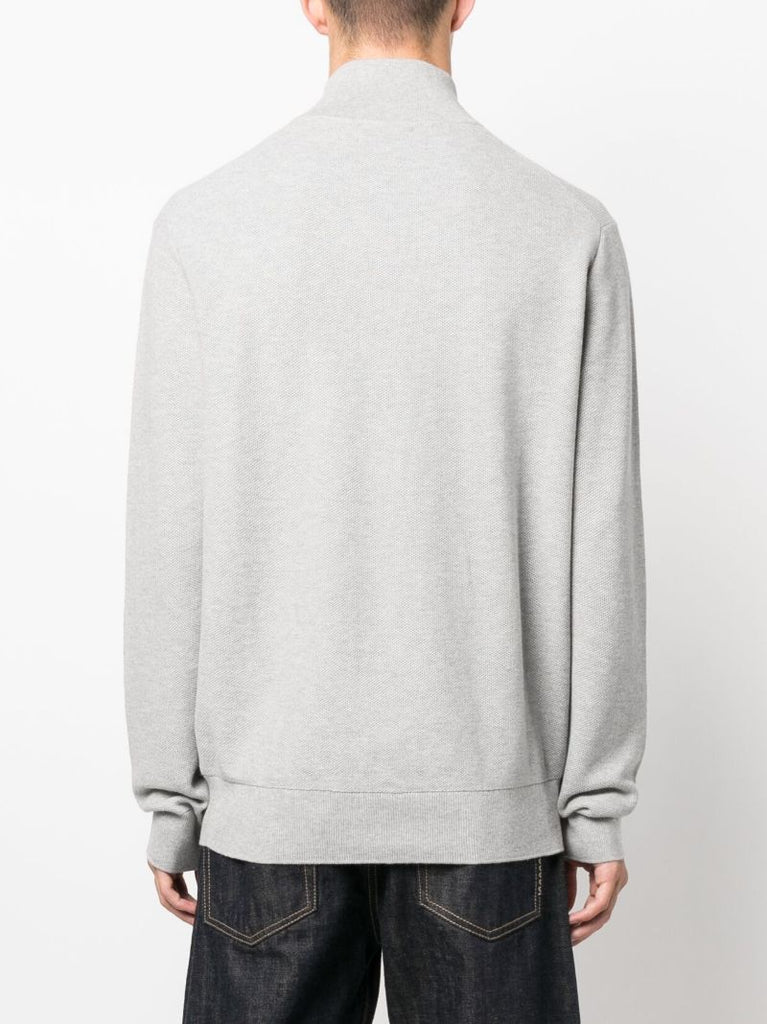 Grey Polo Pony Quarter Zip Sweatshirt
