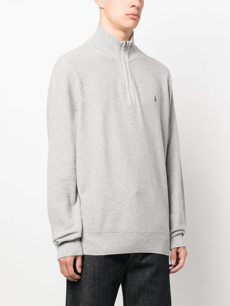Grey Polo Pony Quarter Zip Sweatshirt