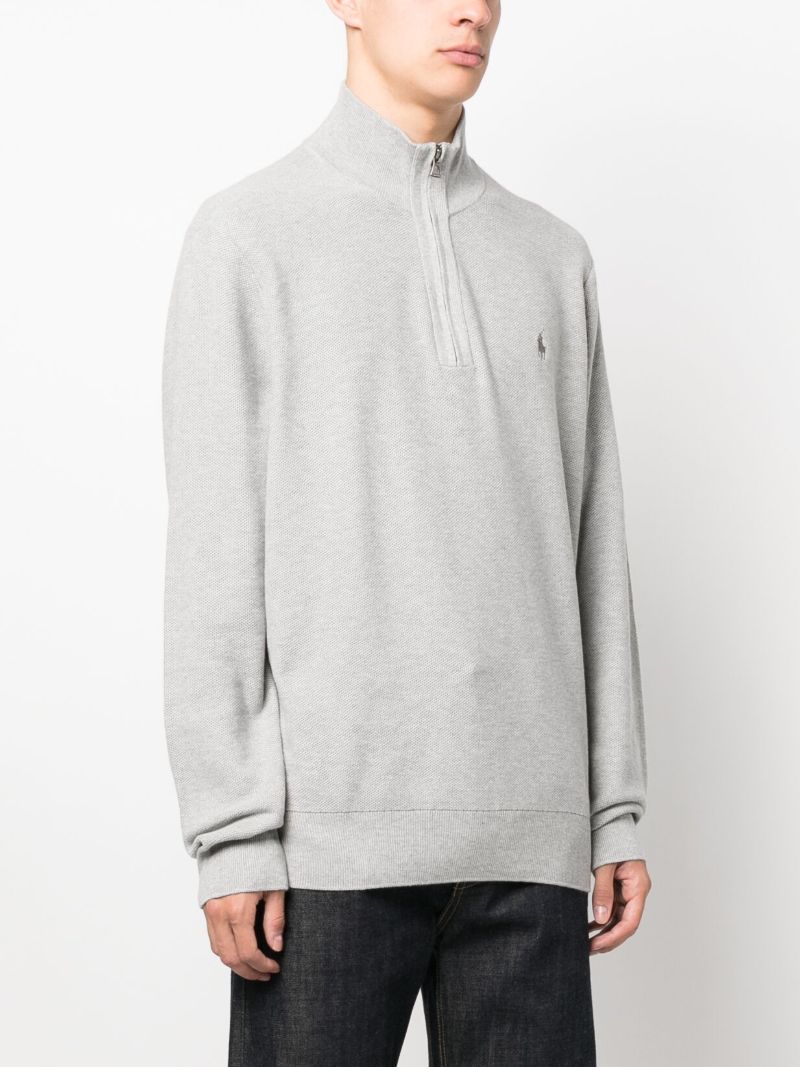 Grey Polo Pony Quarter Zip Sweatshirt