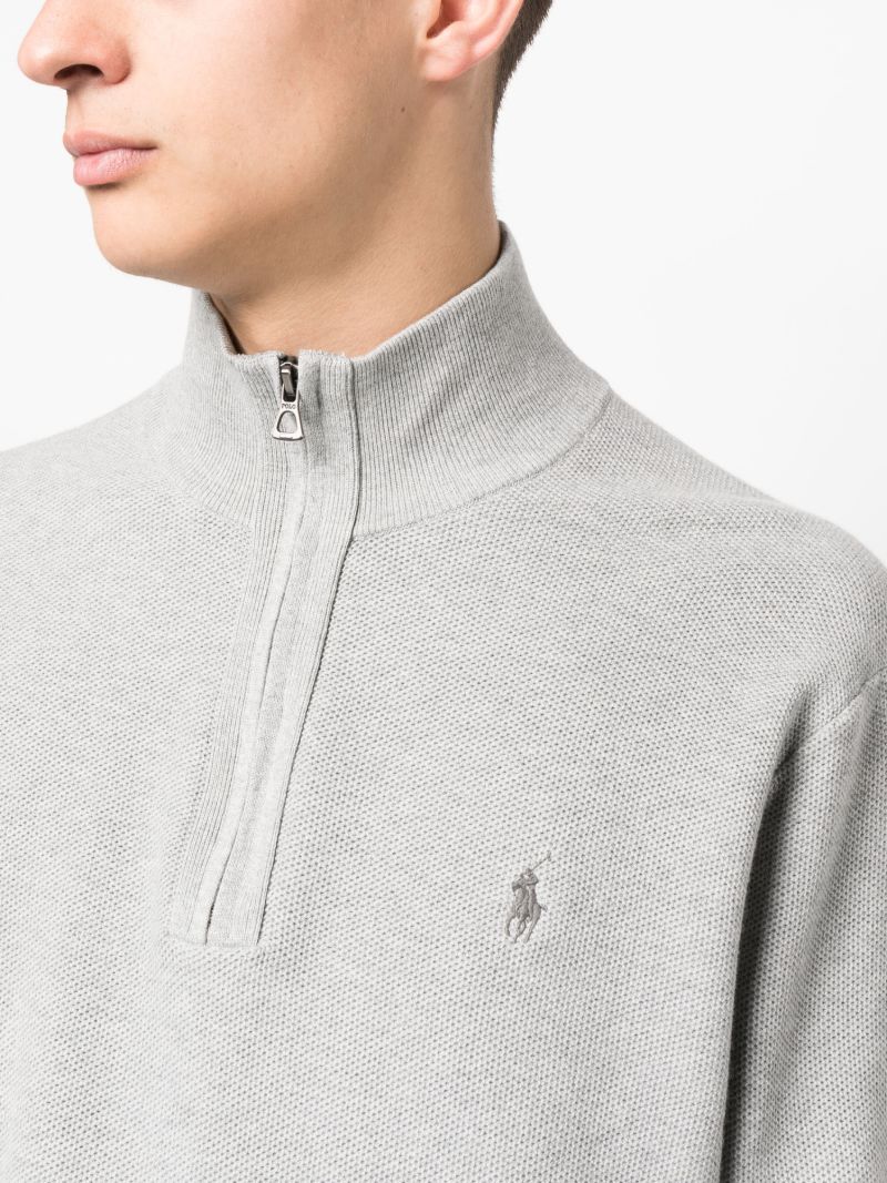 Grey Polo Pony Quarter Zip Sweatshirt