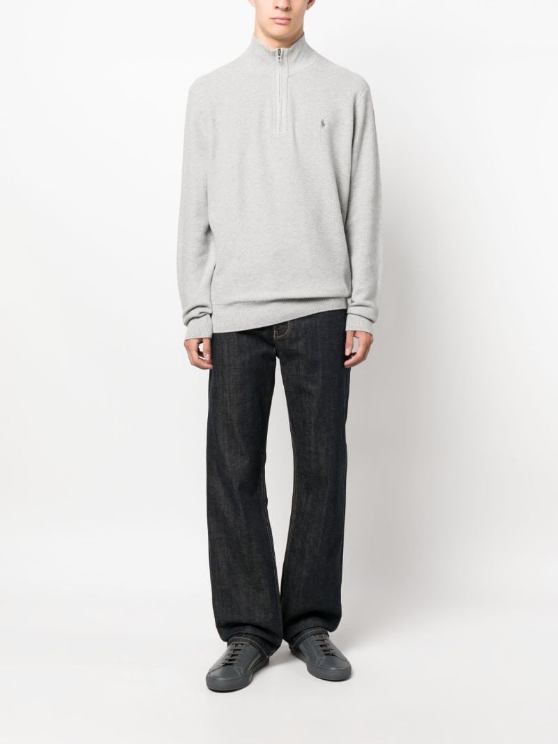 Grey Polo Pony Quarter Zip Sweatshirt