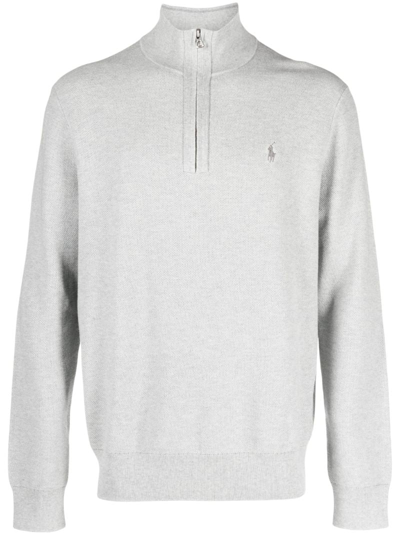 Grey Polo Pony Quarter Zip Sweatshirt