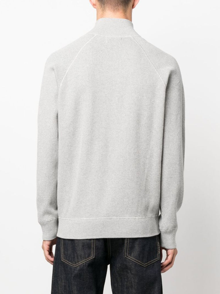 Grey Polo Pony Embroidered Zip Front Sweatshirt