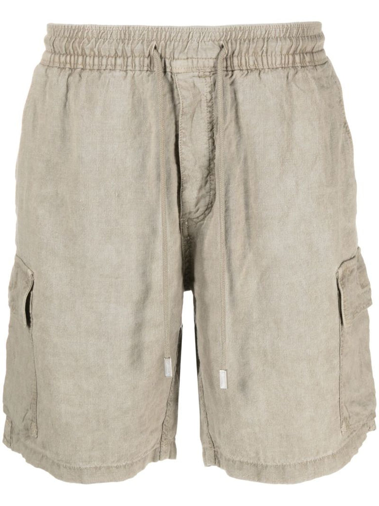 Green Drawstring Linen Deck Shorts