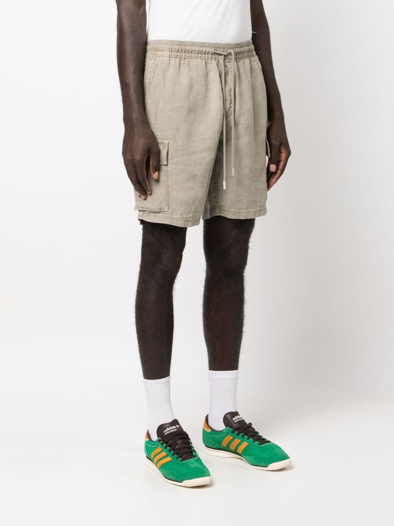 Green Drawstring Linen Deck Shorts
