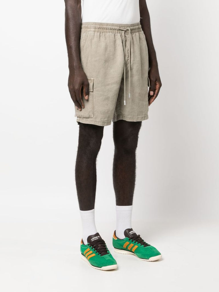 Green Drawstring Linen Deck Shorts