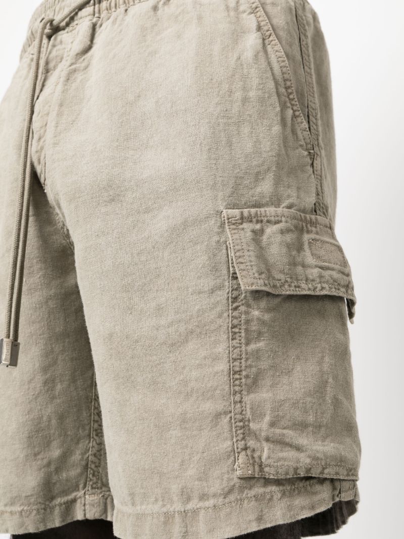 Green Drawstring Linen Deck Shorts