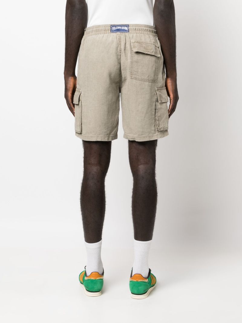 Green Drawstring Linen Deck Shorts