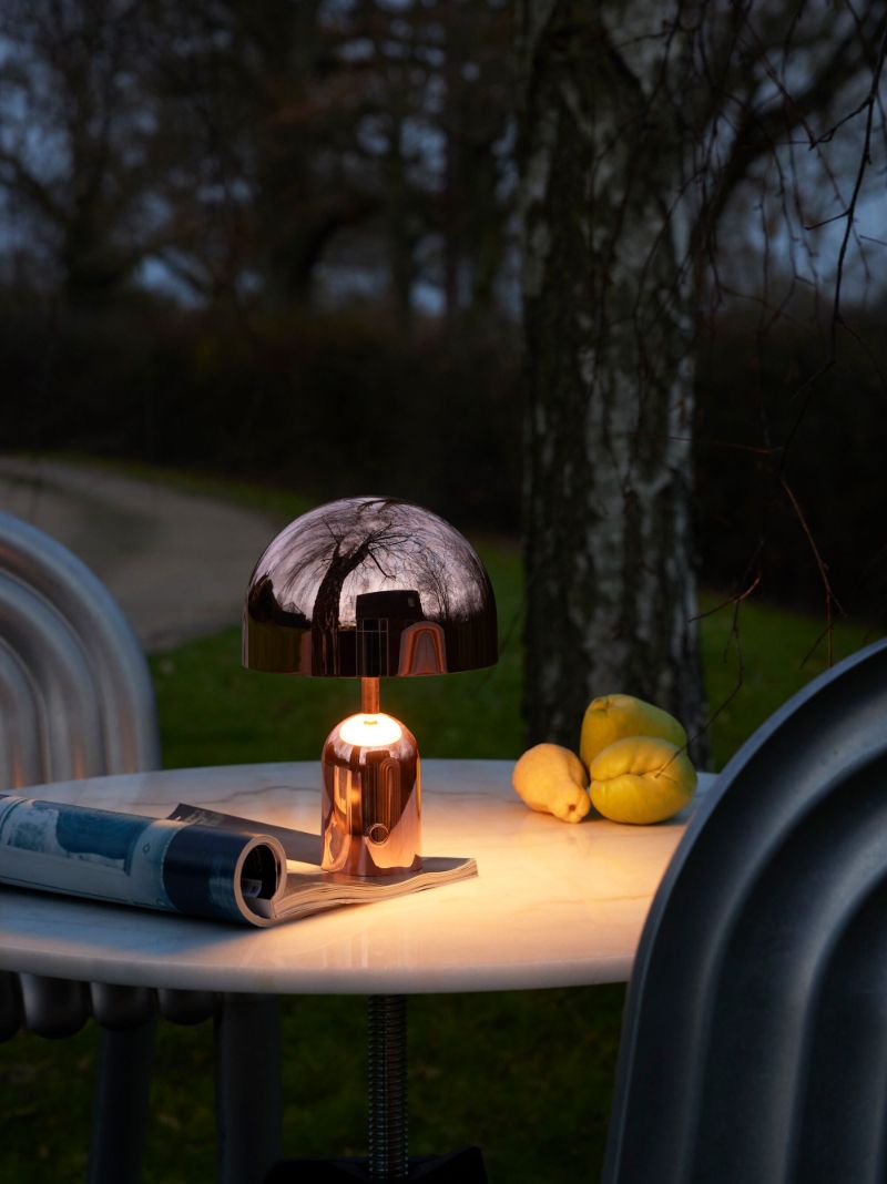 Copper-tone Bell Portable Led Lamp