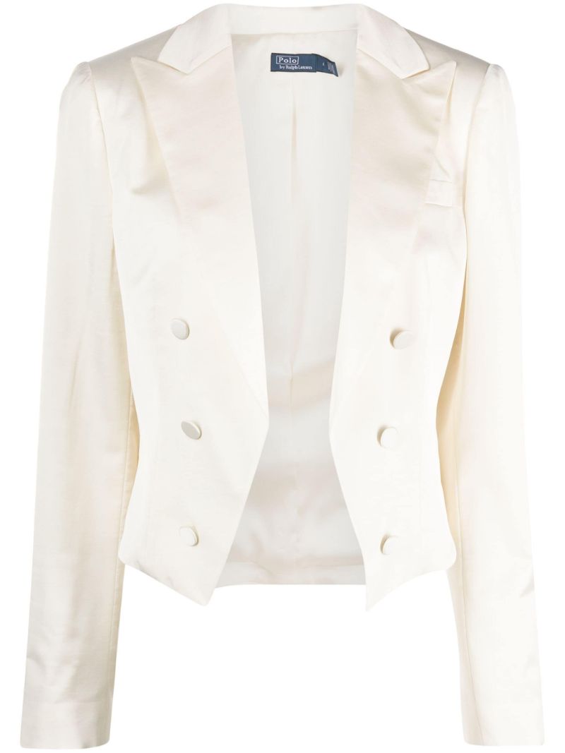 White Satin Weave Cropped Blazer