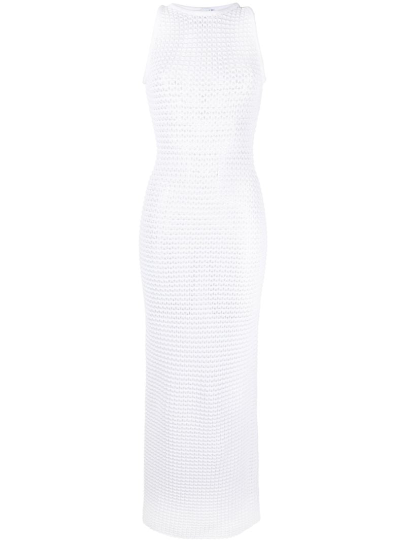 White Open-knit Maxi Dress