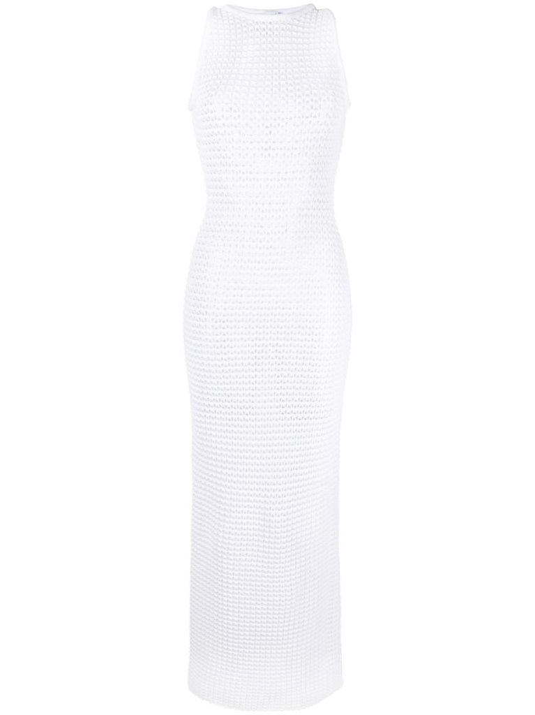 White Open-knit Maxi Dress